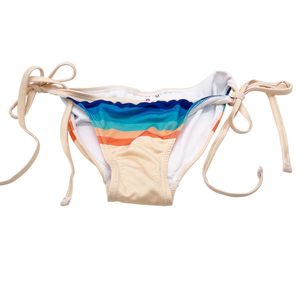 Berry Jane Women's Multicolor Striped Side Tie Bikini Swim Bottom Size Medium